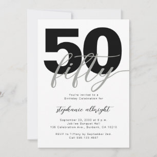 Invitación Sencillo Cumpleaños 50 y Fabuloso Script Fiesta de