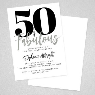 Invitación Sencillo Cumpleaños 50 y Fabuloso Script Fiesta de