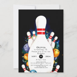 Invitación Sencillo cumpleaños de boliche para niños