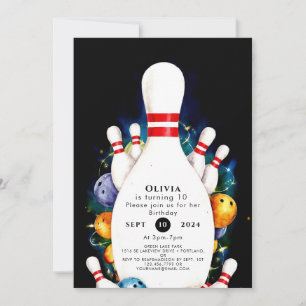 Invitación Sencillo cumpleaños de boliche para niños