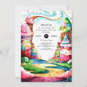 Invitación Sencillo cumpleaños de la región de Candyland