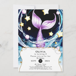 Invitación Sencillo cumpleaños de sirena bajo el mar