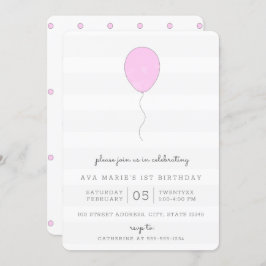 Invitación Sencillo cumpleaños del globo púrpura Shabby