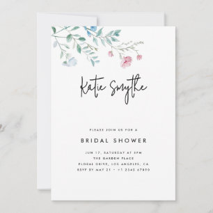 Invitación Sencillo Desayuno de Boda con Flores Silvestres El