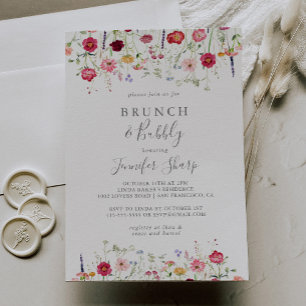 Invitación Sencillo desayuno de flores silvestres y bridal sh