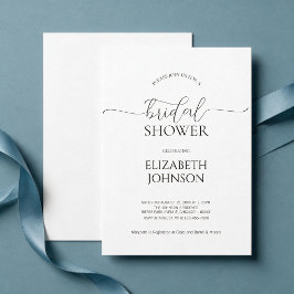 Invitación Sencillo Desayuno Nupcial Minimalista en Blanco y