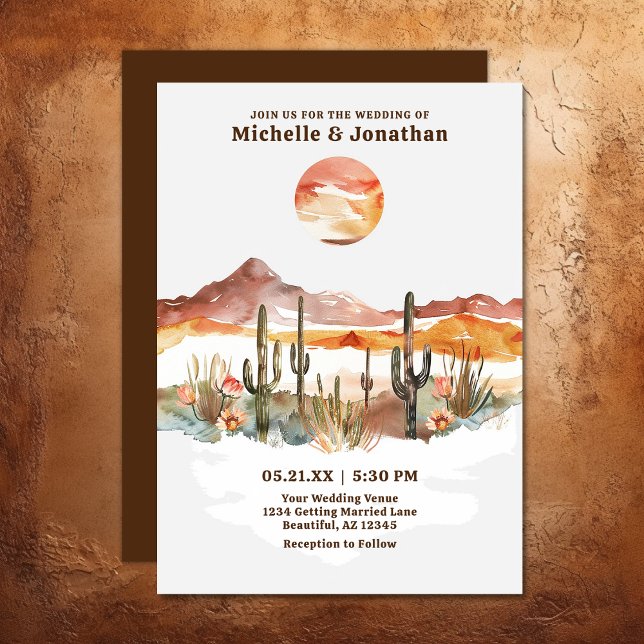 Invitación Sencillo Desierto Cactus Boda del Boho Occidental (Simple Desert Cactus Western Boho Wedding Invitation)