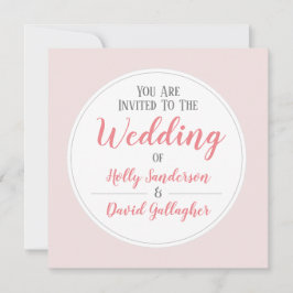 Invitación Sencillo Día de la Boda Blanca y Gris Rosa