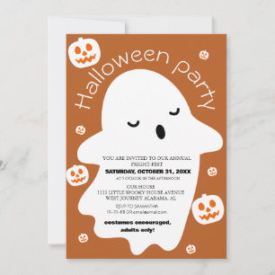 Invitación sencillo disfraz de halloween espeluznante y lindo