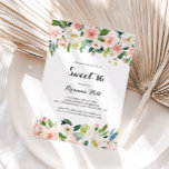 Invitación Sencillo Dulce Verde Floral Fiesta de cumpleaños 1<br><div class="desc">Esta sencilla y florida invitación a una fiesta de 16 cumpleaños es perfecta para un cumpleaños tropical. El diseño presenta rosas pintados a mano,  blancos,  rosados y ondulados,  incrustados en un follaje verde,  que inspiran la belleza artística.</div>