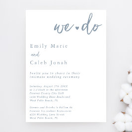 Invitación Sencillo Elegante Azul Polvoriento Boda Íntima en