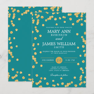 Invitación Sencillo elegante Boda Purpurina de oro Confetti V