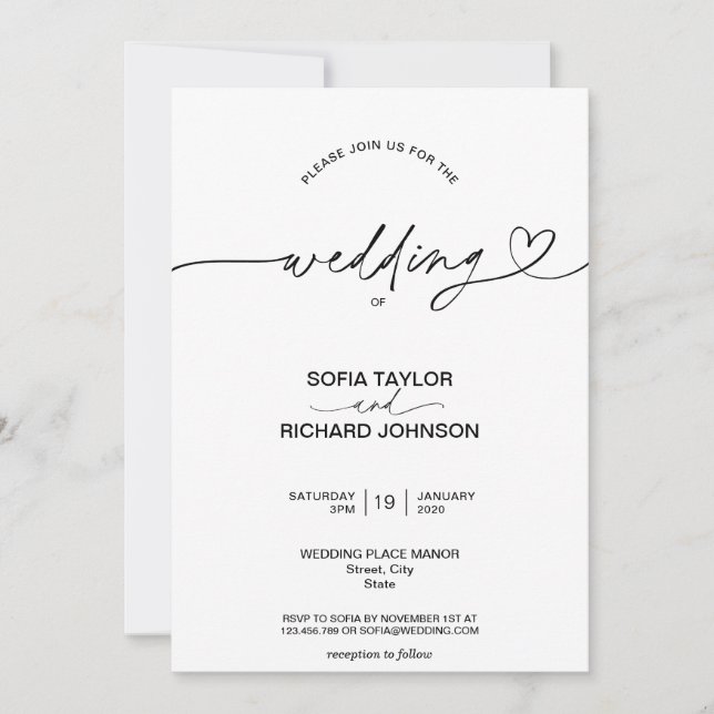 Invitación Sencillo elegante caligrafía Script Moder Minimali (Anverso)