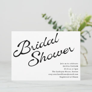 Invitación Sencillo Elegante Duchas de Novia con Letra Negra