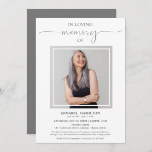 Invitación Sencillo Elegante En La Foto De Funeral De La Memo