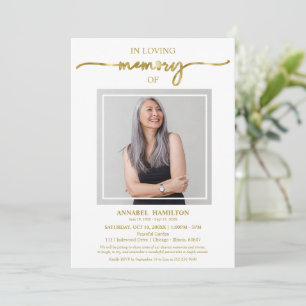 Invitación Sencillo Elegante En La Foto De Funeral De La Memo