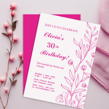 Sencillo Elegante Floral Rosa Brillante Cumpleaños