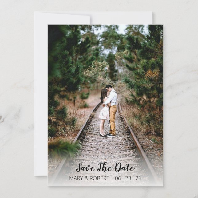 Invitación Sencillo Elegante Guarda La Foto De Fecha Con Vert (Anverso)