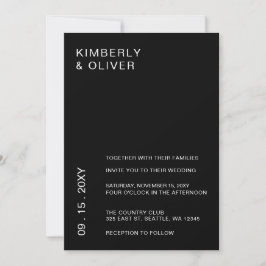 Invitación Sencillo Elegante Minimal Moderno Boda Negro Invi