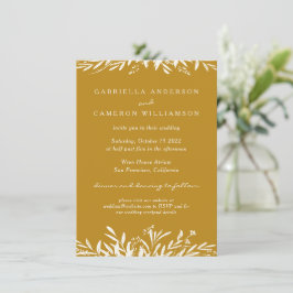 Invitación Sencillo elegante mostaza floral Boda del Boho ama