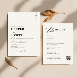 Invitación Sencillo Elegante Negro Todo En Un Boda De Código 