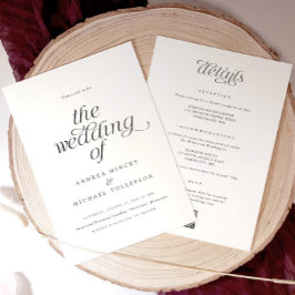 Invitación Sencillo Elegante Romántico Todo en Uno Boda Boda