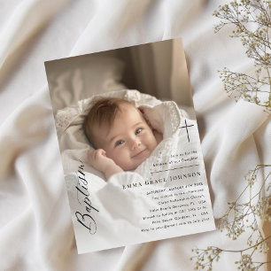 Invitación Sencillo Elegante Sobreposición Foto Baptismo Niño