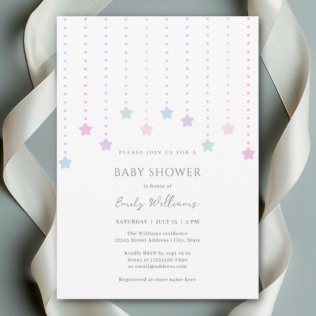 Invitación Sencillo elegante Twinkle Little Stars Baby Shower (Subido por el creador)