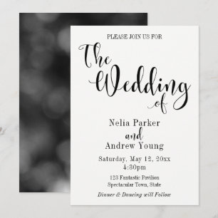 Invitación Sencillo, elegante y moderno texto negro para boda