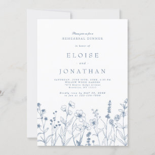 Invitación Sencillo ensayo de flores silvestres azules Minima