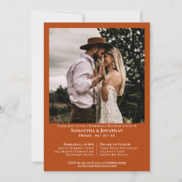 Invitación Sencillo ensayo de Naranja de óxido de foto Boda C