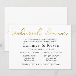 Invitación Sencillo ensayo de Relieve metalizado dorado Minim