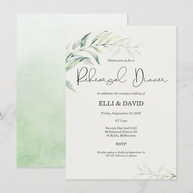 Invitación Sencillo ensayo de vegetación de follaje (Anverso / Reverso)