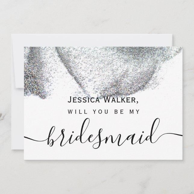 Invitación Sencillo Estético Elegante Brillo mi dama de honor (Anverso)