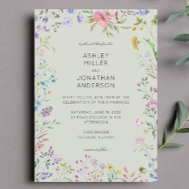 Invitación Sencillo, eterno, flor silvestre Sage Green Boda