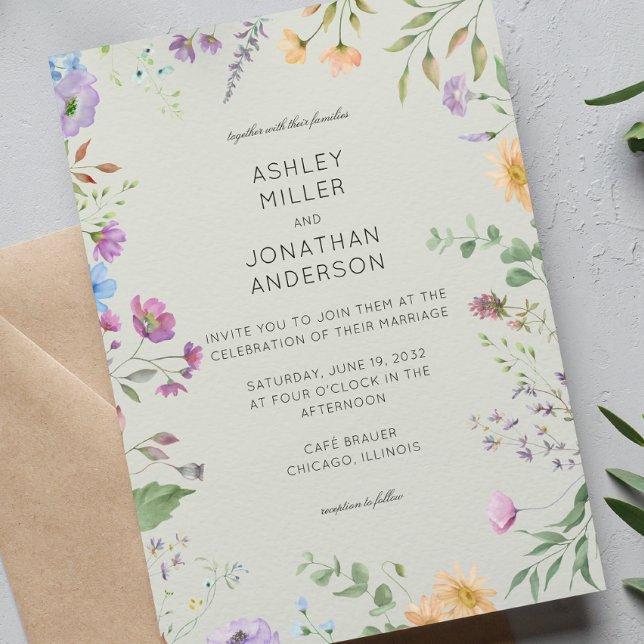 Invitación Sencillo, eterno, flor silvestre Sage Green Boda (Subido por el creador)