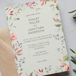 Invitación Sencillo, eterno, flor silvestre Sage Green Boda