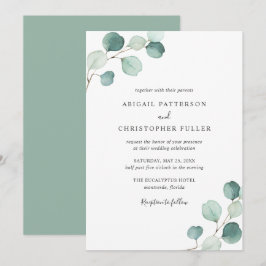 Invitación Sencillo Eucalipto Verde Elegante Boda