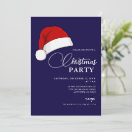 Invitación Sencillo Fiesta de Navidades Azules con guión de S