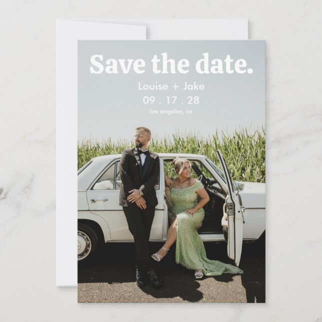 Invitación Sencillo Foto de Boda RetroMinimalista para Guarda (Anverso)