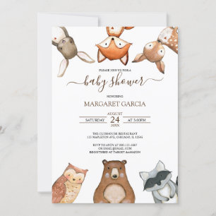 Invitación Sencillo género Neutral WOODLAND Baby Shower