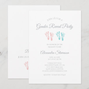 Invitación Sencillo género revela huellas de Baby Shower curt