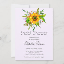Invitación Sencillo girasol y vegetación Ducha Morada Bridal