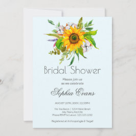 Invitación Sencillo girasol y verde ducha azul de novia