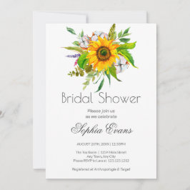 Invitación Sencillo girasol y verde ducha de novia blanca