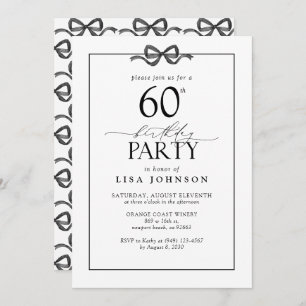 Invitación Sencillo golpe de fiesta de cumpleaños 60 en blanc