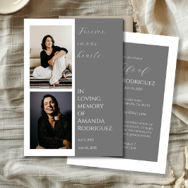 Invitación Sencillo Gris En Memoria Amada Foto Funeral