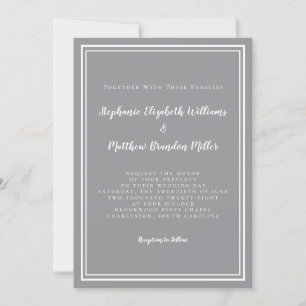 Invitación Sencillo gris y blanco Boda Moda moderna Minimalis