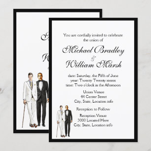 Invitación Sencillo Groom y Groom Gay Boda