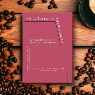 Invitación Sencillo guión blanco magenta Boda moderno